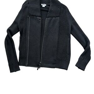 Black Knit Zip-Up Jacket